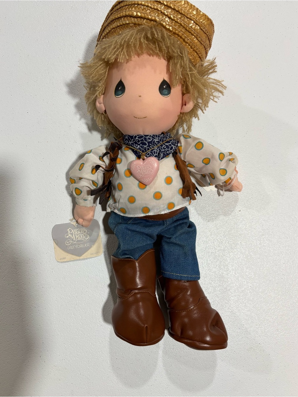 Precious Moments Plush Doll in Polka Dot Shirt and Cowboy Boots